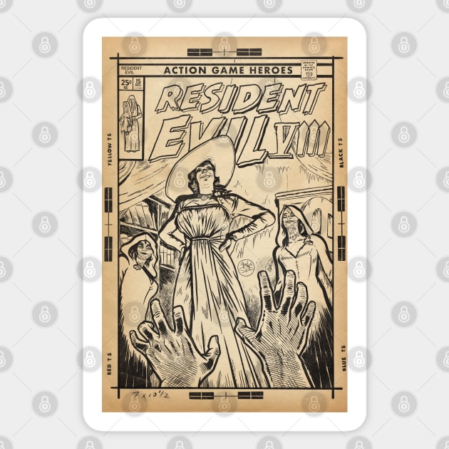 Resident Evil 8 Village fan art comic cover line art Sticker by MarkScicluna